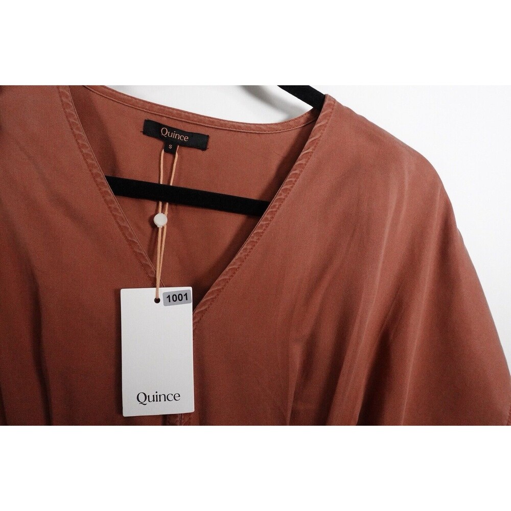 New Quince Vintage Wash Tencel Button Front Dress Terracotta Small 1001 - Picture 4 of 10
